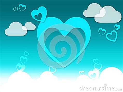 Hearts And Clouds Background Means Romantic Feeling Or Passionate