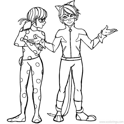 Miraculous Ladybug And Cat Noir Drawings Coloring Pages Printable