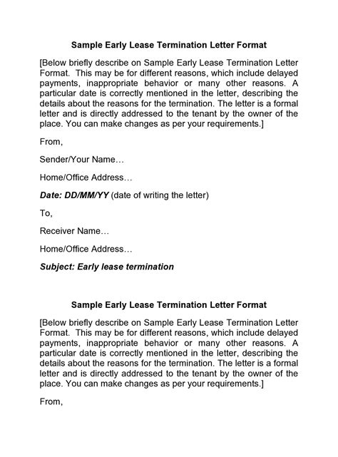 30 best early lease termination letters templatearchive
