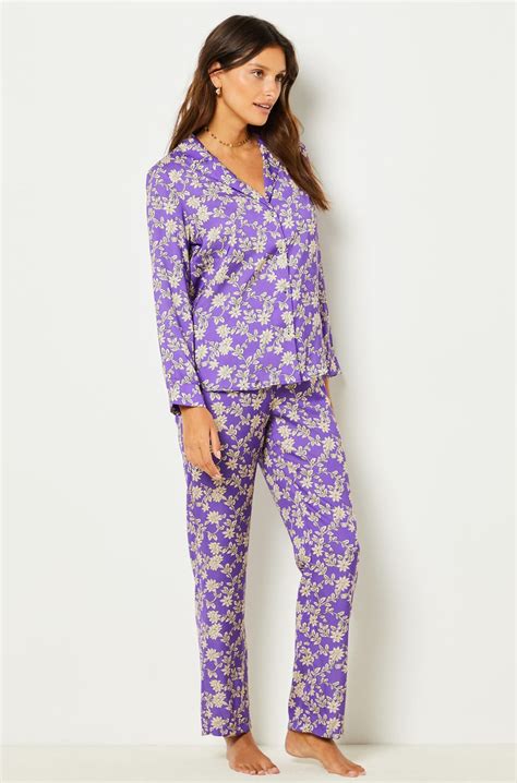 Patterned Satin Pajama Shirt Maila Violet Etam