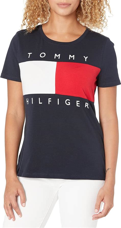 Tommy Hilfiger Womens Short Sleeve Graphic Tee Sky Captain Multi Xx