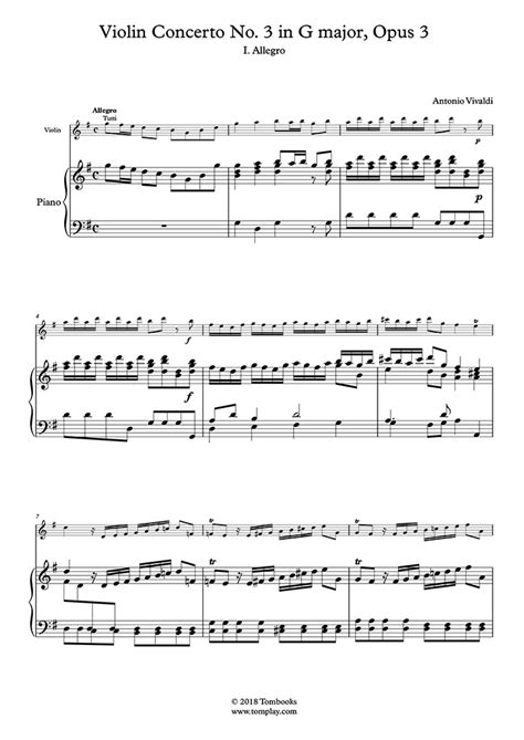Violin Concerto No 3 In G Major Opus 3 Rv 310 I Allegro Vivaldi