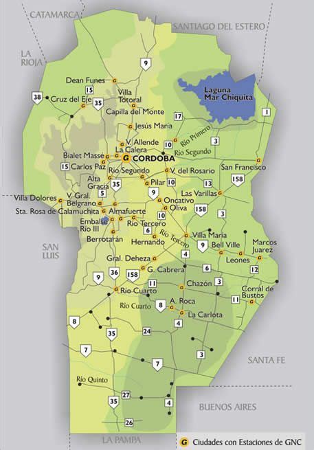Mapa De Estaciones Gnc En La Provincia De Cordoba Argentina Lugares
