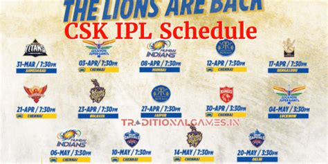 CSK IPL Schedule 2024 Chennai Super Kings Full Matches List Venues