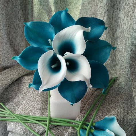 Rows of flowers blue teal background seamless repeat vector pattern. Oasis Teal Wedding Flowers Teal Blue Calla Lilies 10 stem ...