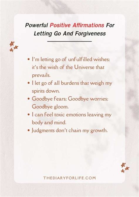 100 Powerful Positive Affirmations For Letting Go And Forgiveness