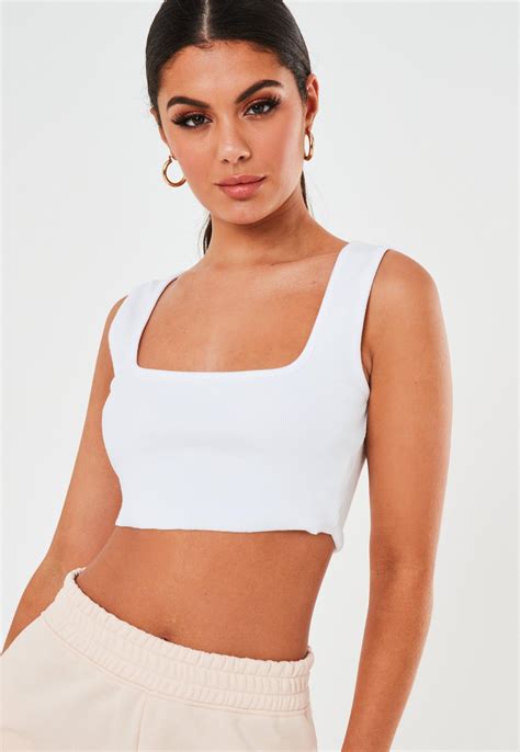 White Ribbed Crop Tank Top Missguided
