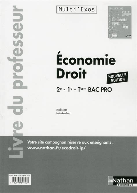 Economie-Droit 2e/1re/Tle Bac Pro Tertiaires - Livre du professeur