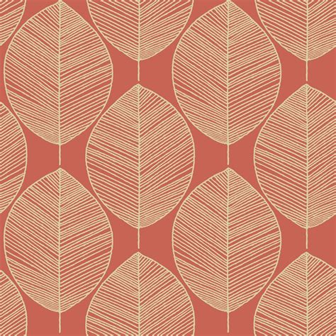 Arthouse Wallpaper Retro Leaf Orange Wilko