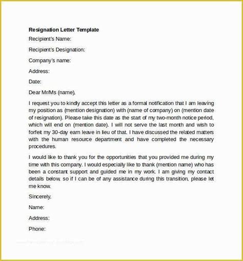 Resignation Letter Template Germany