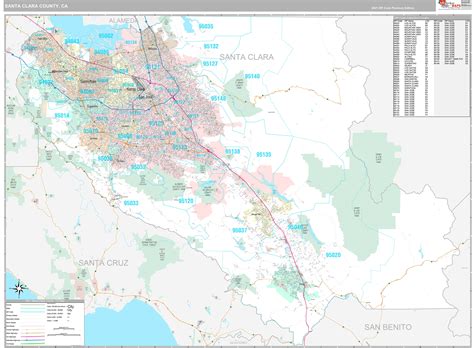 Santa Clara County, CA Wall Map Premium Style by MarketMAPS