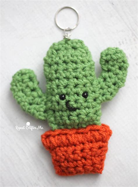 We have so many cactus projects here that you can easily learn and decorate your space with them. Crochet Cactus Keychain - Repeat Crafter Me
