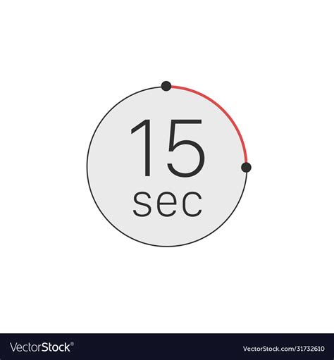 15 Seconds Timer Stopwatch Or Countdown Icon Time Vector Image