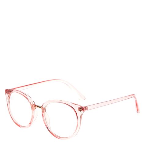 Clear Pink Round Fake Glasses Claires