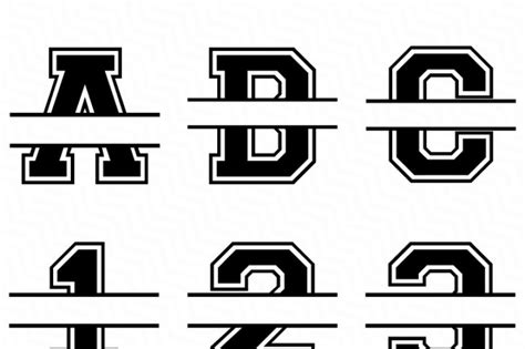 Free Svg Varsity Split Font Svg Full Alphabet Numbers