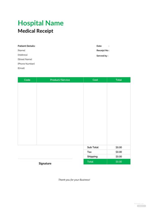 Medical Receipt Template In Microsoft Word Excel