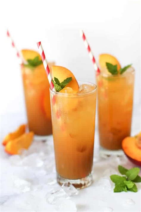 Sparkling Peach Black Tea Mocktail Simply Whisked
