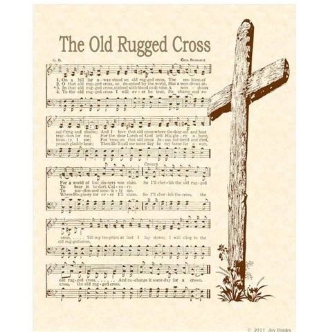 OLD RUGGED CROSS Hymn On Parchment Wall Art Vintage Verses Etsy Old Rugged Cross Hymn Art