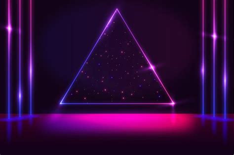 Premium Vector Geometric Shapes Neon Lights Background Lights