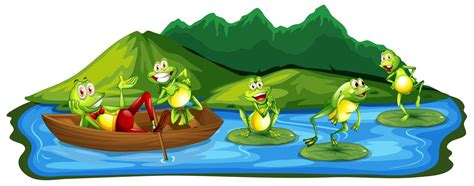 Happy Frogs at the Pond - Download Free Vectors, Clipart ...