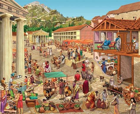 Representation Of Daily Life In Ancient Market Of Athens Ancient