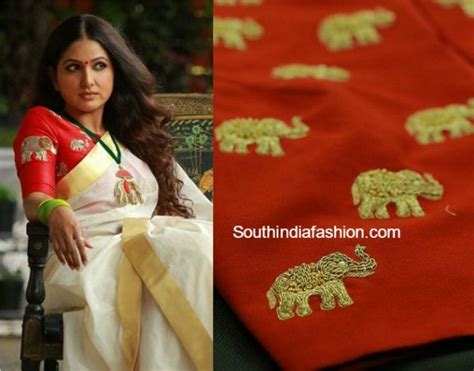 Buy luxury designer sarees, wedding sarees, party wear sarees, casual sarees, half sarees and lehenga sarees at affordable price. Elephant Motifs Designer Blouses - South India Fashion