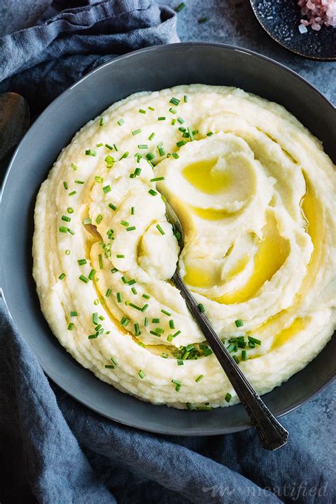 Creamiest Parsnip And Cauliflower Mash With Garlic And Chives Meatified