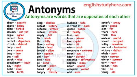 Antonyms English Study Here