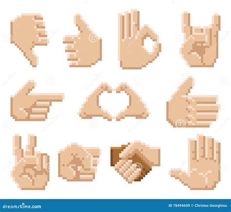 Pixel Art Hand Icons Cartoon Vector 78494609