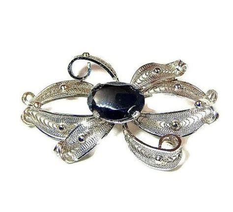 Alice Caviness Sterling Silver Brooch Large Faceted Glass Etsy In