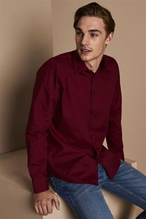 Essentials Mens Long Sleeve Shirt Cherry Red Simon Jersey