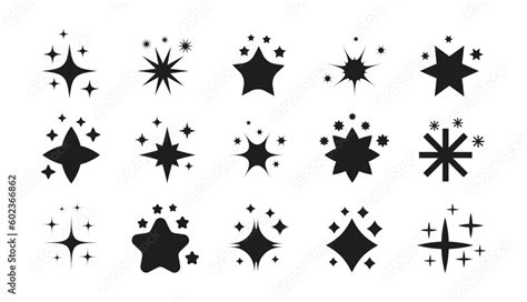 Set Of Star Shapes Twinkle Star Shapes Vector Design Cool Sparkle