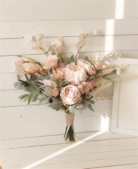 Amazon.com has been visited by 1m+ users in the past month Boho bouquet Beige blush pink flowers Bridal bouquet Faux ...
