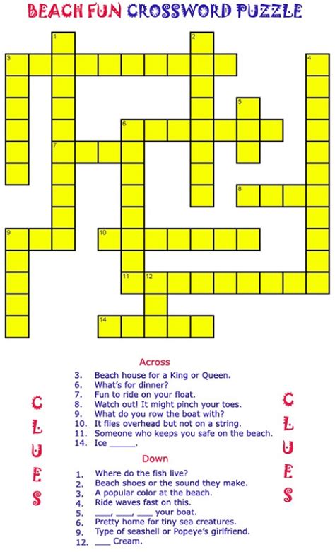 Easy Printable Crossword Puzzles For Seniors Easy