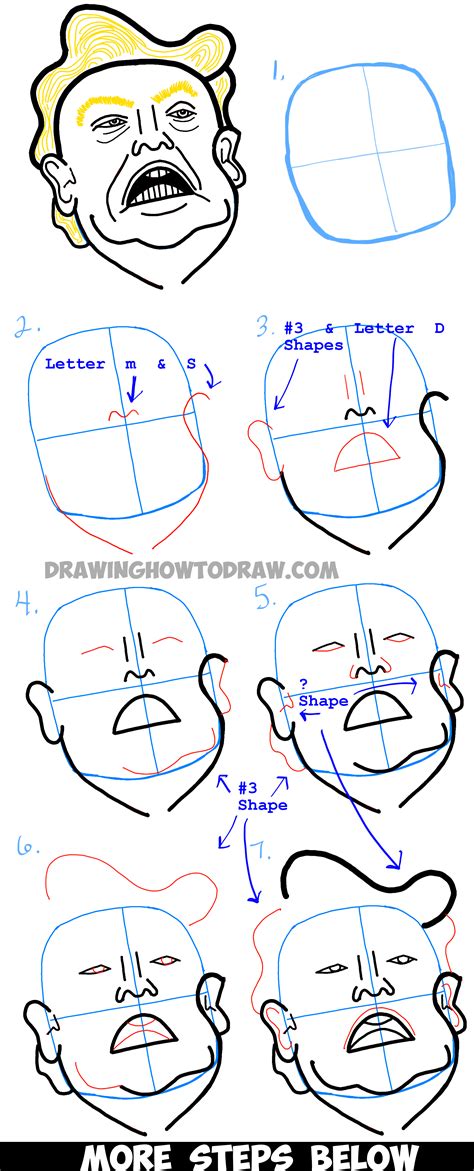 How To Draw Donald Trump Caricature Or Illustration Step By Step