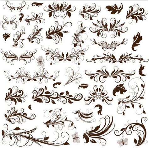 Different Floral Ornaments Vector Vector Free Download