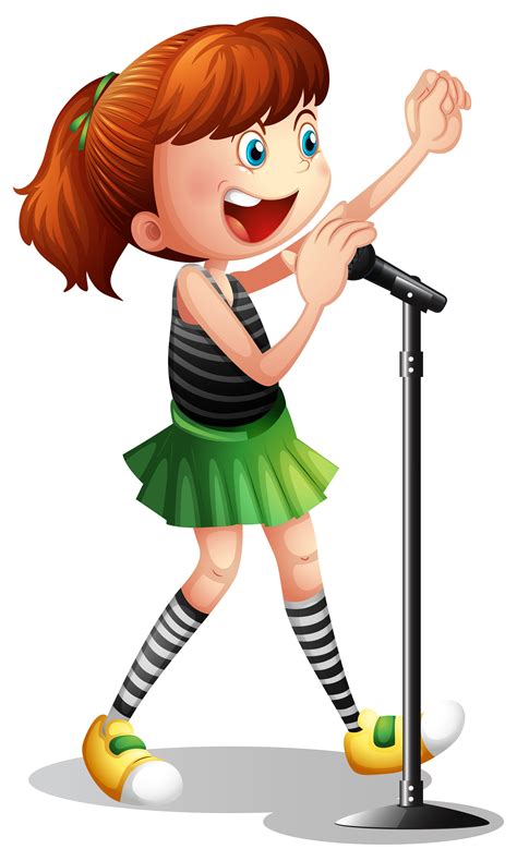 Girl Singing On The Microphone 559754 Vector Art At Vecteezy