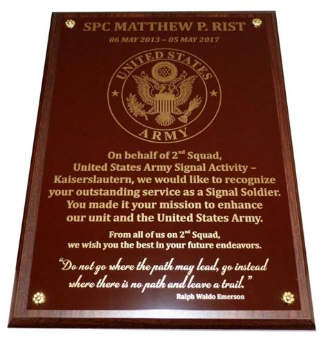 Us Army Plaque Brass Brown Trophy Center