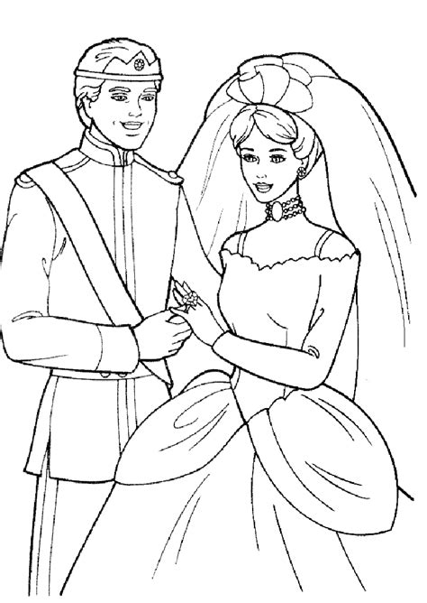 Barbie Coloring Pages Ken And Barbie Wedding Day Bridal Coloring Page