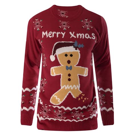 Mens Gingerbread Christmas Jumpers Xmas Novelty Rude Santa Elf Snowman Sweater Ebay