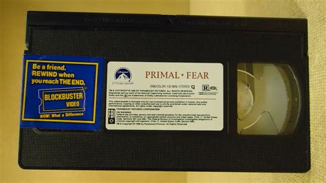 Paramount Primal Fear Vhs Movie Plastic 97363283232 Ebay