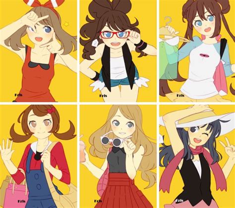 Pokemon Girl Trainers Animegirls May Sapphire Hilda Touko White Rosa Mei Lyra Serena And