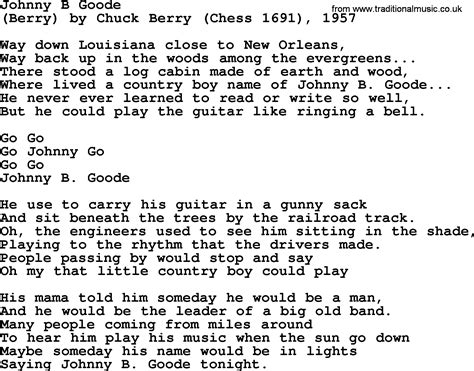 Bruce Springsteen Song Johnny B Goode Lyrics