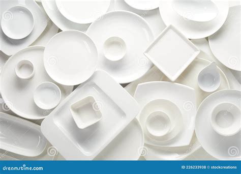 Collection Of Different Ceramic Plates And Bowls Stock Photo Image Of
