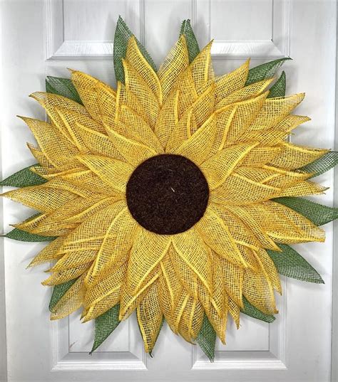 Sunflower Wreath Sunflower Wreath For Front Door Floral Door Etsy Sunflower Wreaths Wreaths