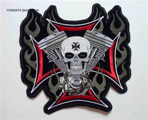 large size iron cross skull v twin biker chopper patches mc motorcycle biker patches rider motor