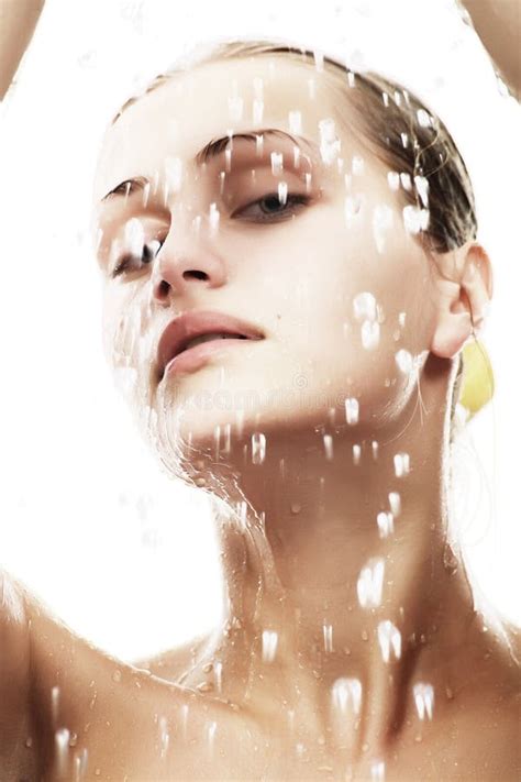 Beautiful Model Woman With Splashes Of Water Stock Photo Image Of