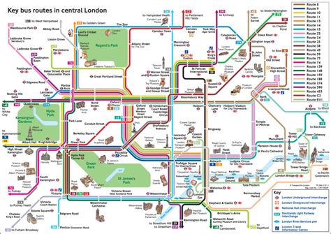 Transit Maps Official Map Key Bus Routes In Central London 2012