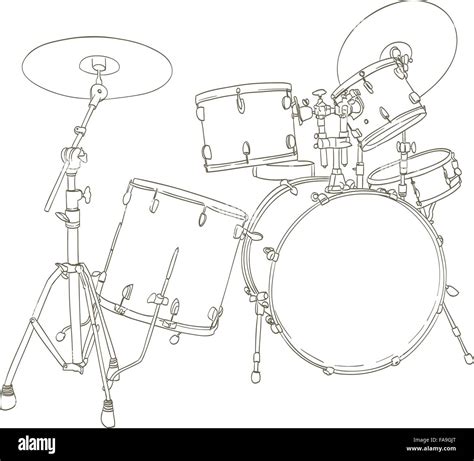 Drum Set Drawing On White Vector Stock Vector Image And Art Alamy