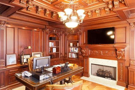 Home Office With Extensive Wood Paneling Traditional